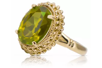 Aur galben 14K Peridot galben Inel Vintage Craft  vrc068y